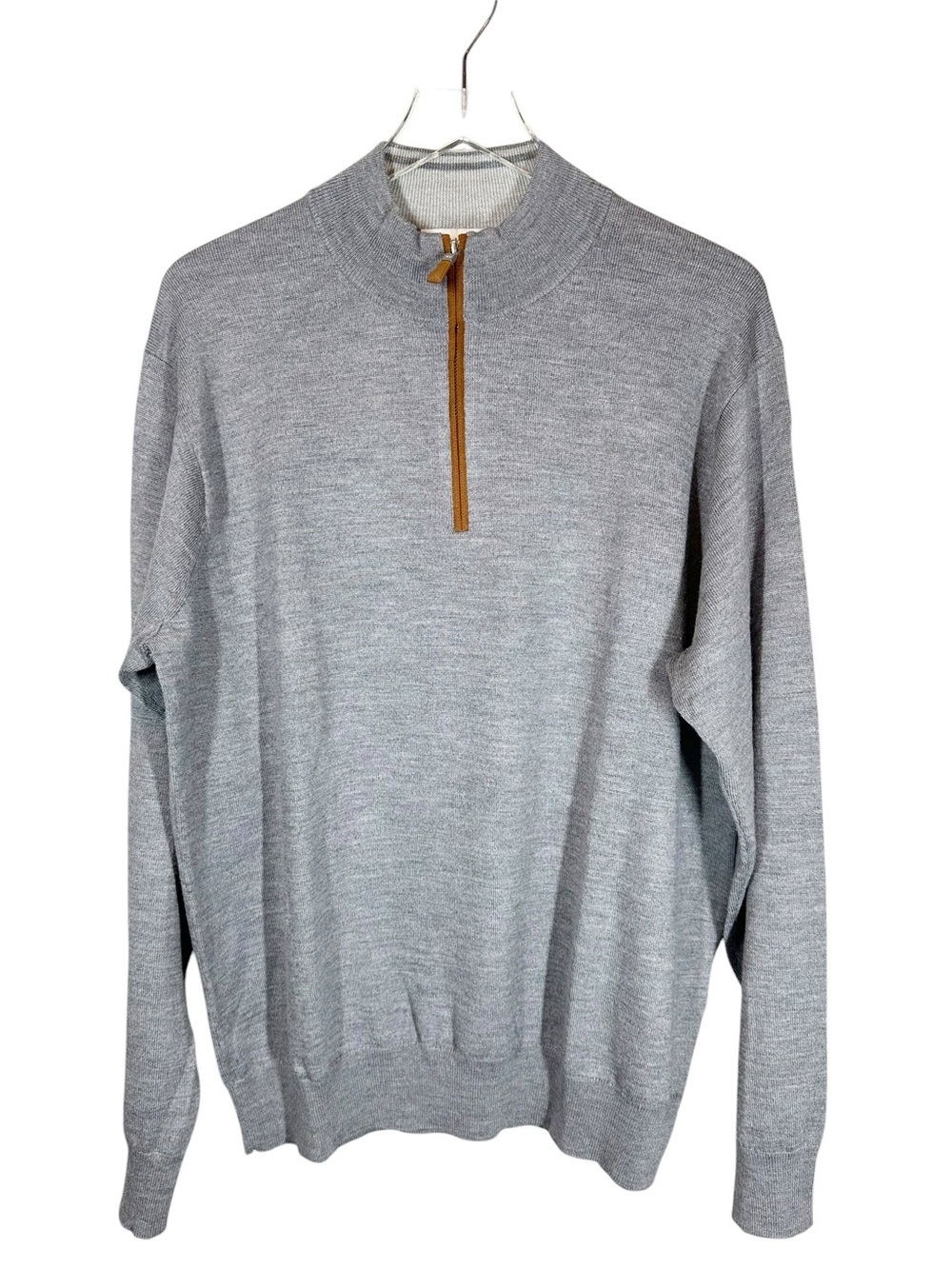 PETER MILLAR Men's XL Gray Quarter-Zip Long Sleeve Sweater Pullover with Zip